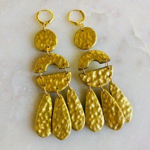 Hammered Gold Chandelier Earrings